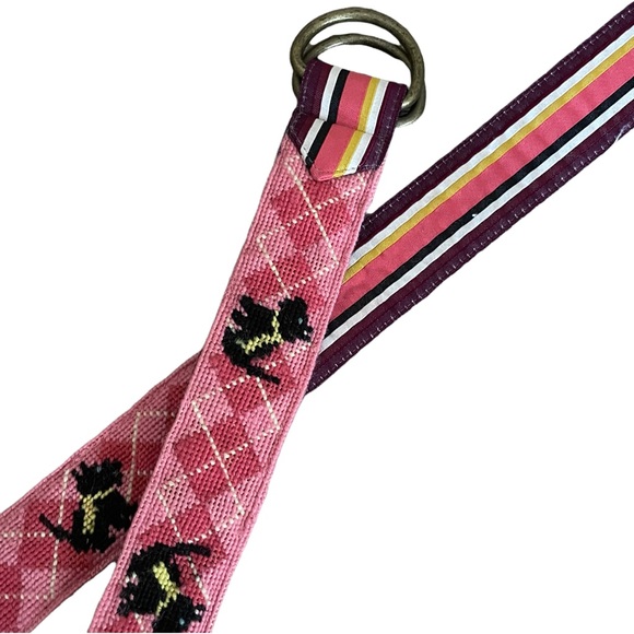 L.L. Bean Accessories - LL Bean Vintage Scottish Terrier Dog Pink Woven & Retro Stripe Belt Size M/L